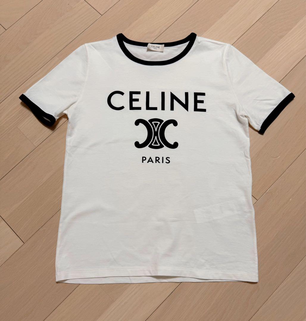 c*u様 CELINE ロゴ Tシャツ 半袖 ホワイト