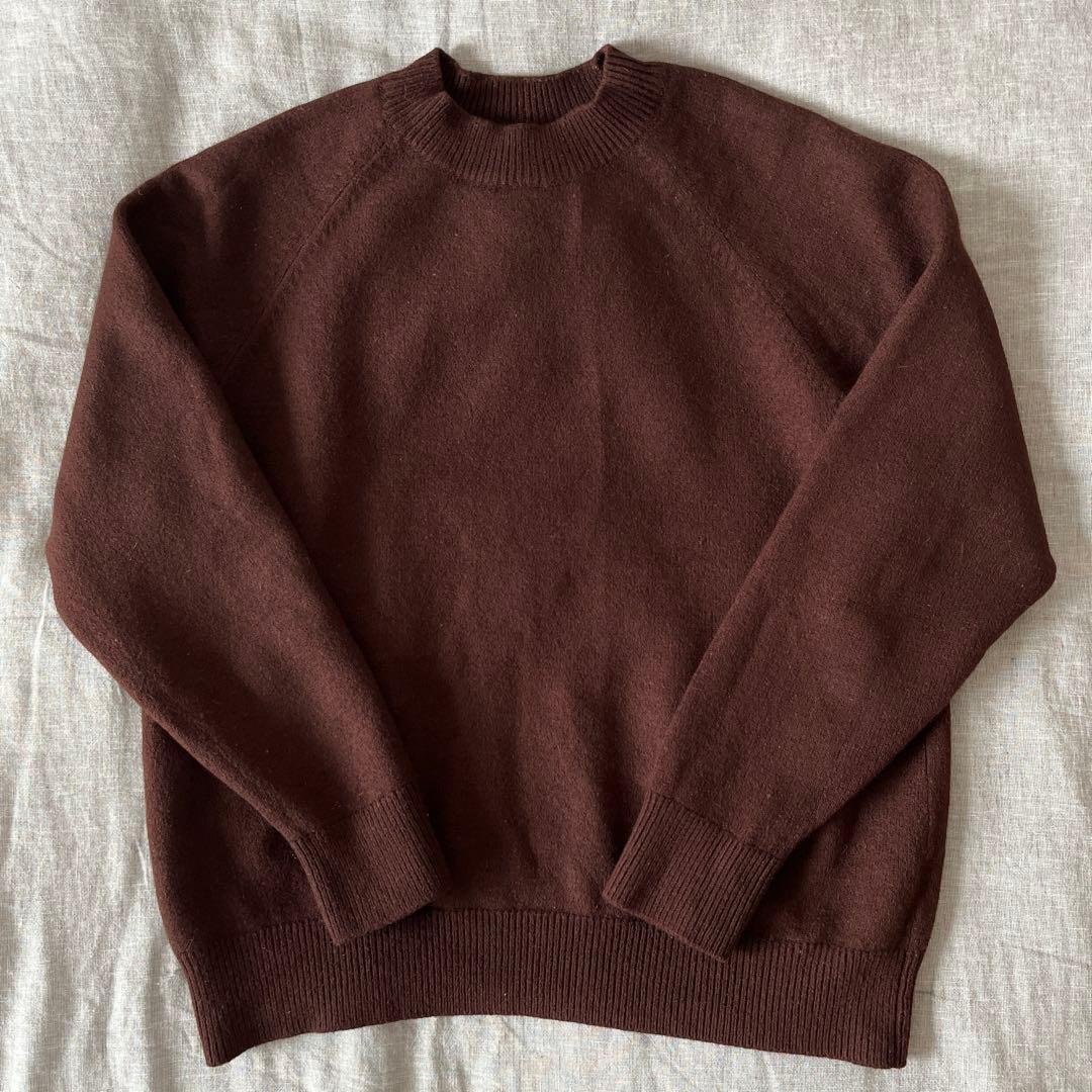 BATONER ウール ニット ラグランスリーブ ブラウン