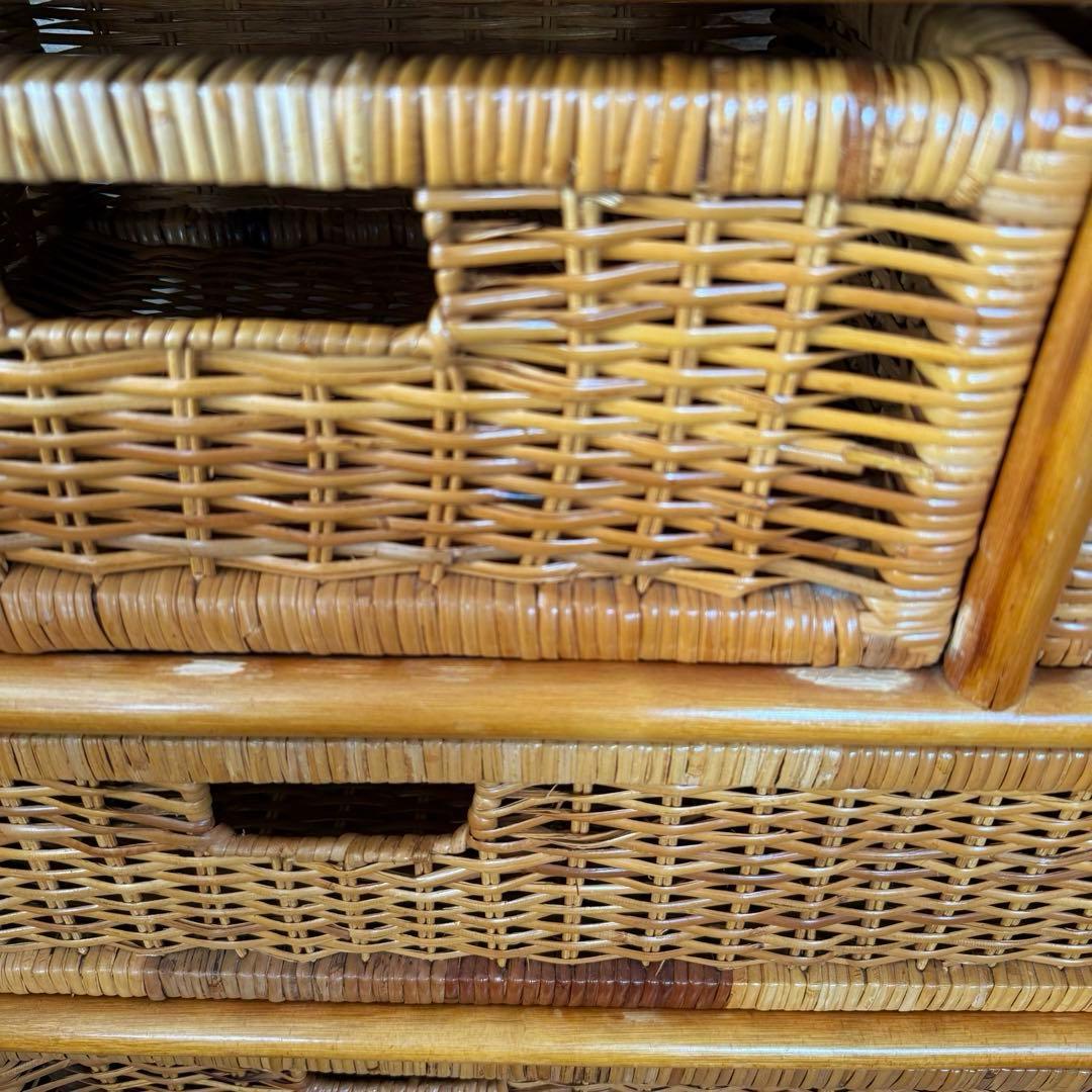 5段収納チェスト　キャスター付　天然素材　高さ約120cm　大型