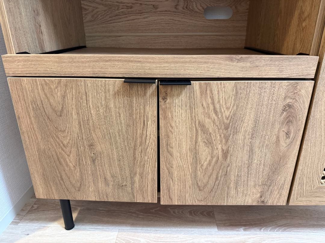 【12月28日までの出品】LOWYA キッチンカウンター　幅90 ラタン調