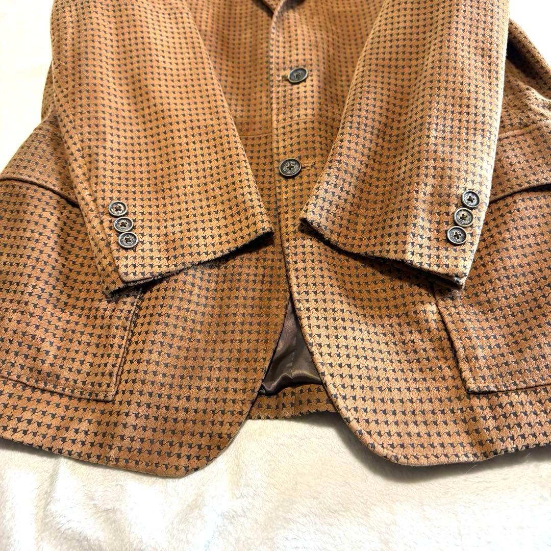 アクアスキュータム 羊革 ラムレザー ヌバック 千鳥格子 ジャケット 激レア L