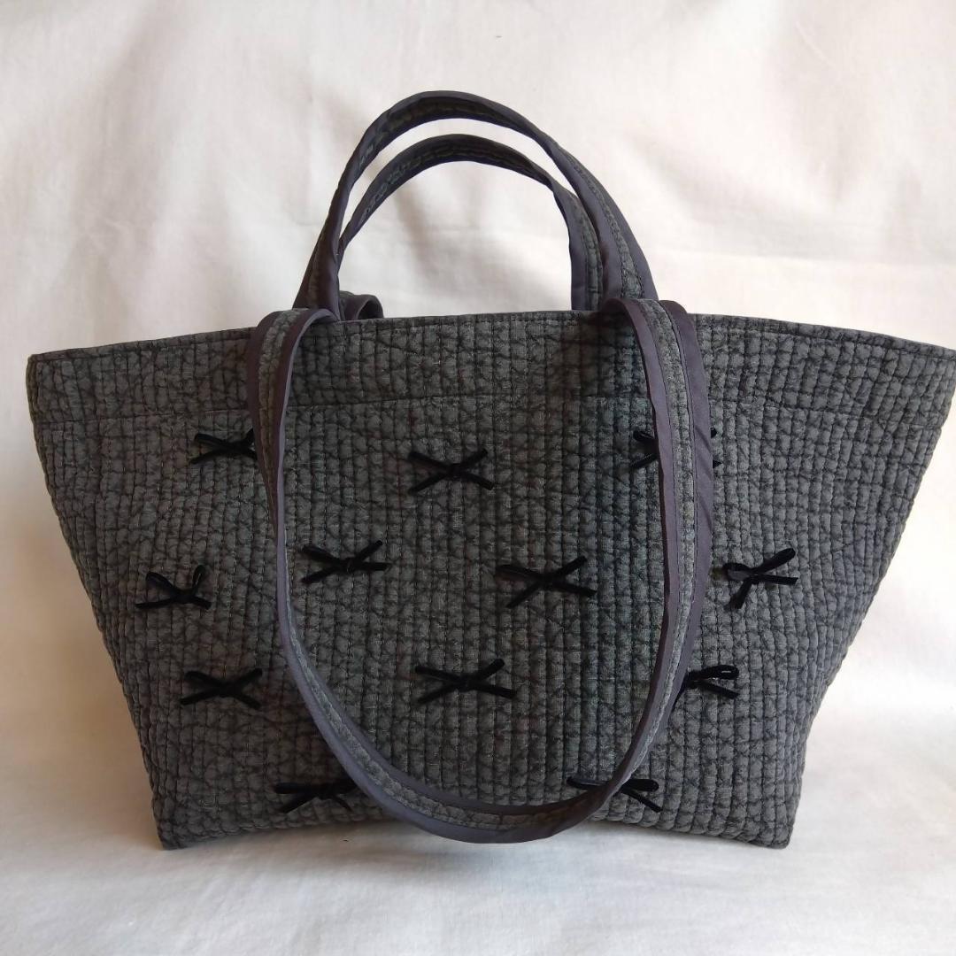 マグネット 底板ヌビ☆トートバッグ Wハンドル☆ ベージュ ヌビバッグ