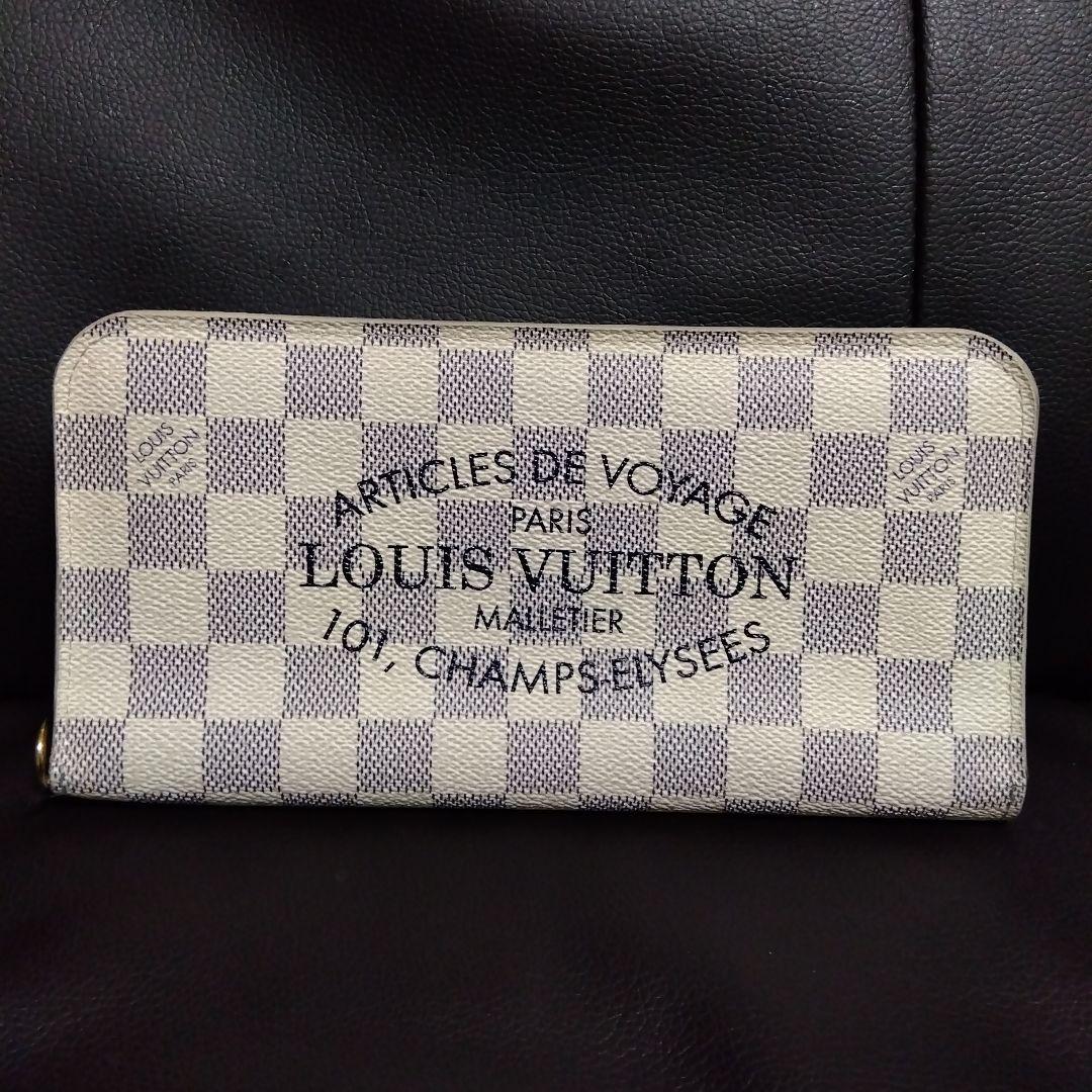 【美品】 ダミエアズール ホワイトポルトフォイユ アンソリット N63221