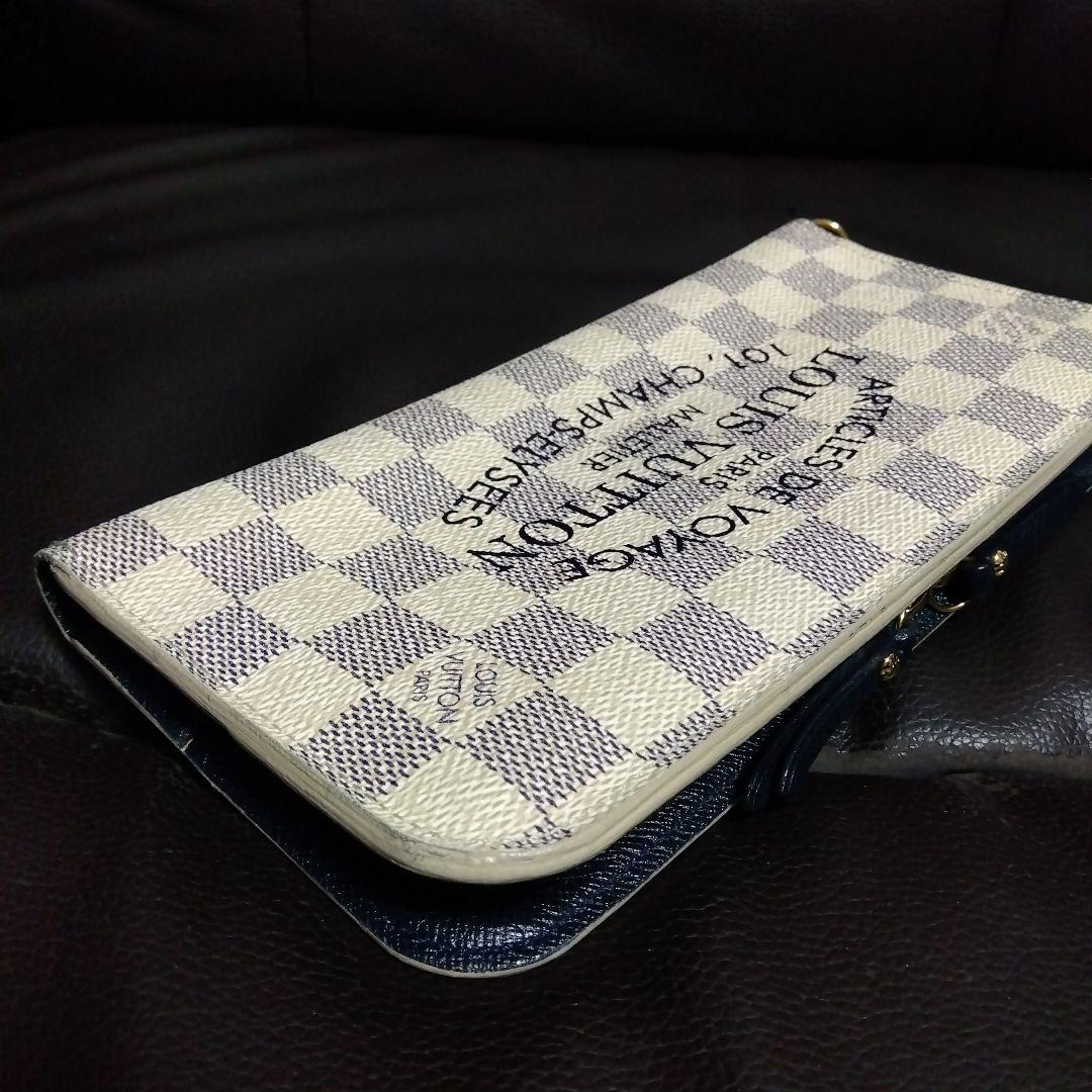 【美品】 ダミエアズール ホワイトポルトフォイユ アンソリット N63221