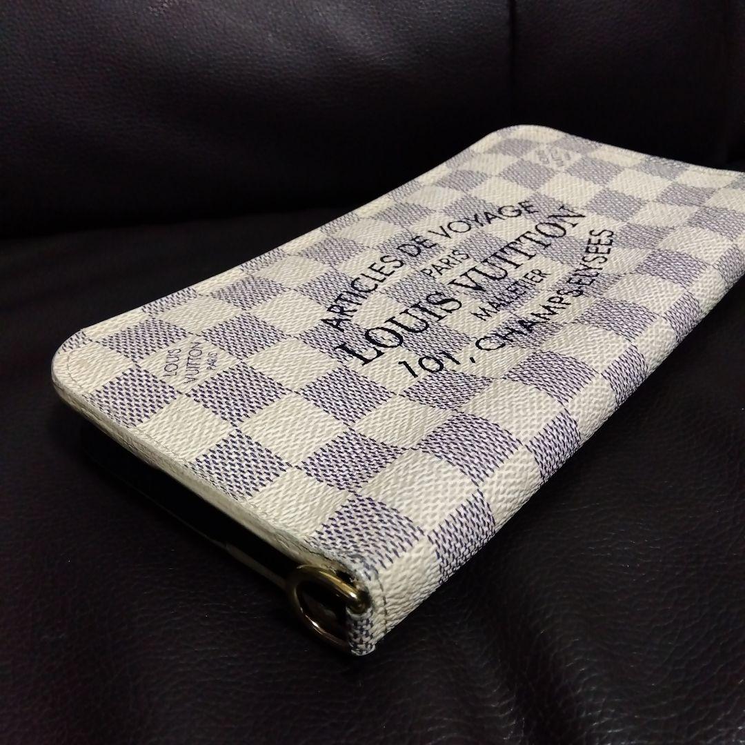 【美品】 ダミエアズール ホワイトポルトフォイユ アンソリット N63221