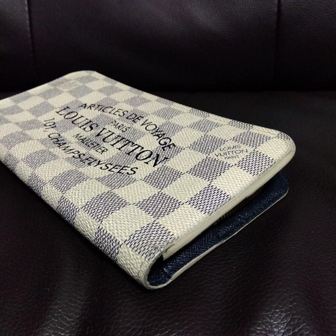 【美品】 ダミエアズール ホワイトポルトフォイユ アンソリット N63221