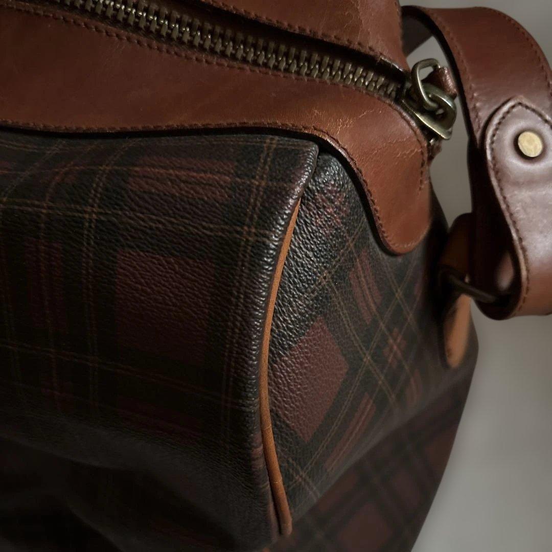 レア✨ラルフローレン 茶　チェック　ボストンバッグ　付属品 大きめ