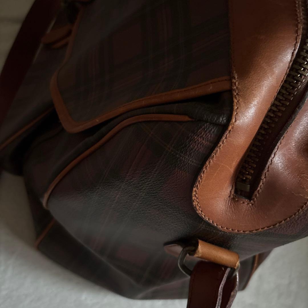 レア✨ラルフローレン 茶　チェック　ボストンバッグ　付属品 大きめ