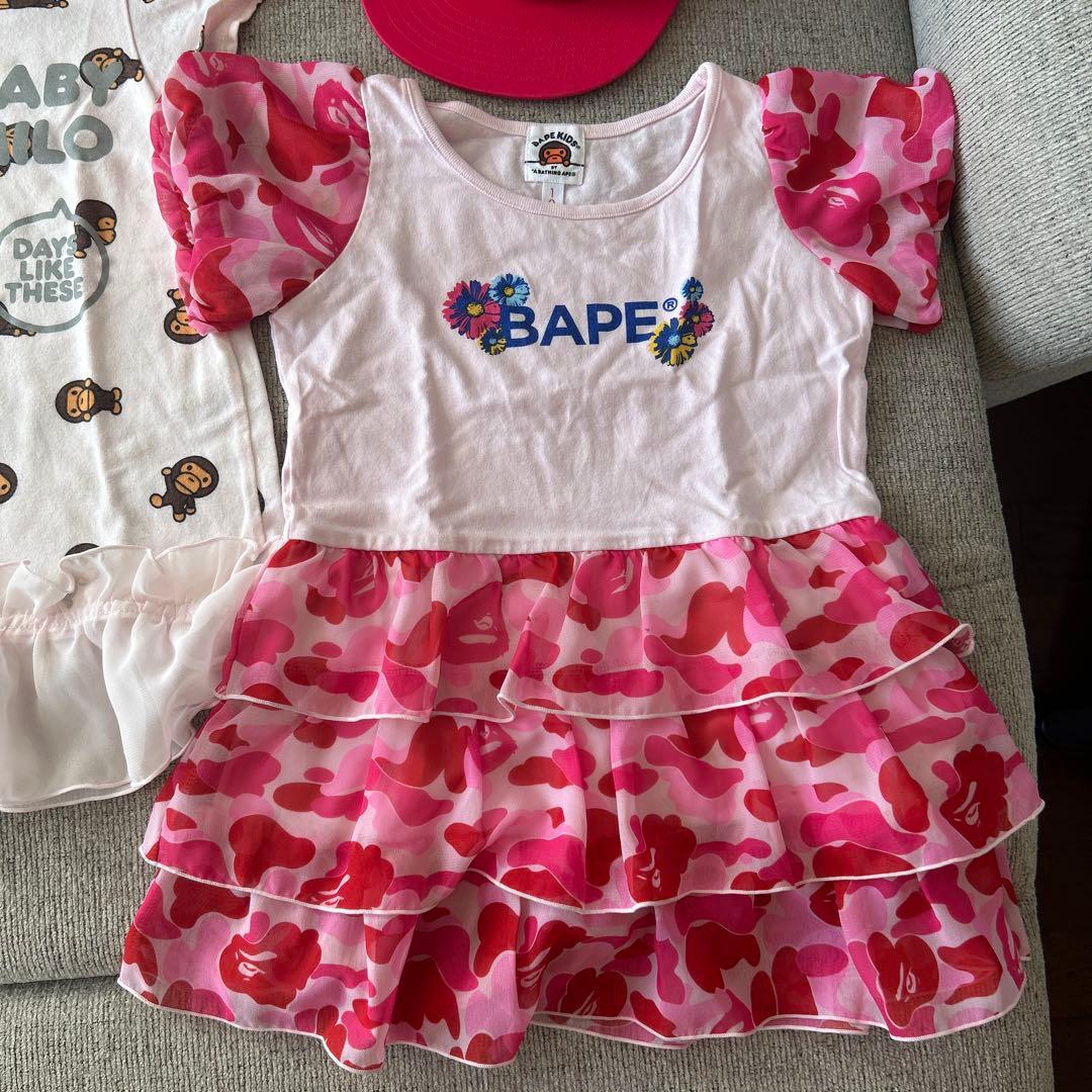 【お買い得 】BAPE KIDS ワンピース +キャップ 3点セット100正規品