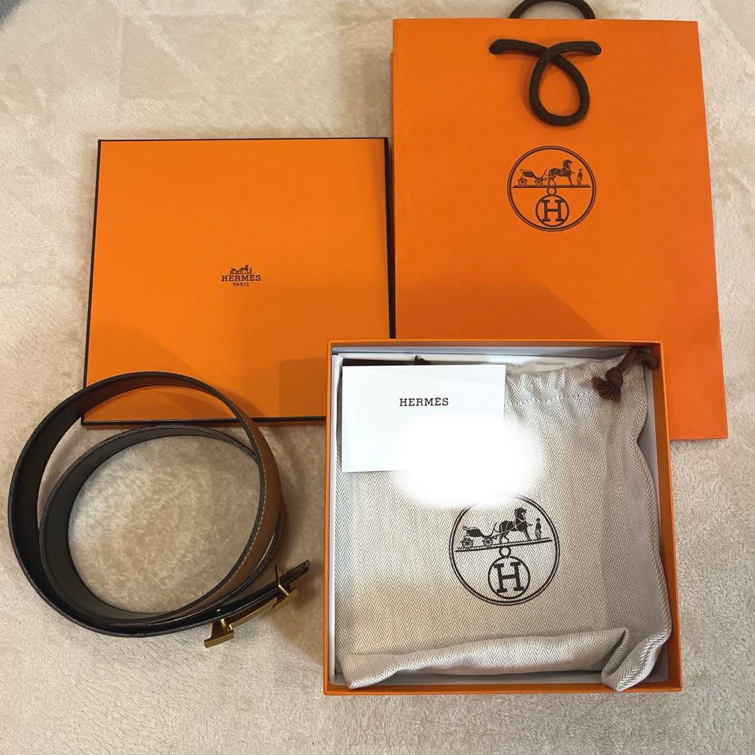 正規品 エルメス B刻印 Hバックル リバーシブル ベルト コンスタンスベルト