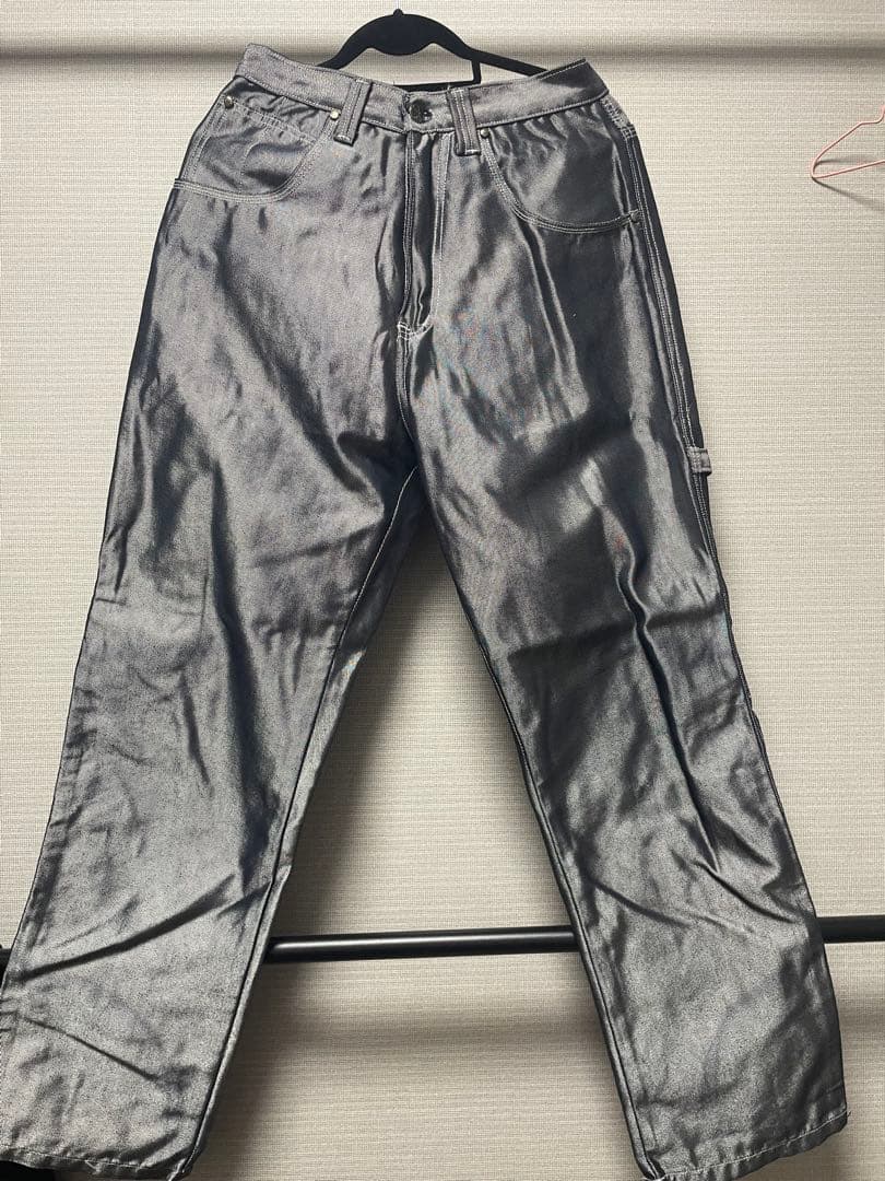 WUTANG ウータンクラン オーバーサイズ 光沢 シルバーデニム バギーパンツ