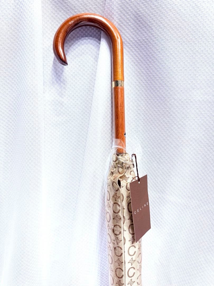 【未使用・新品】CELINE セリーヌ 長傘　60cm 傘　ブラウン　ゴールド