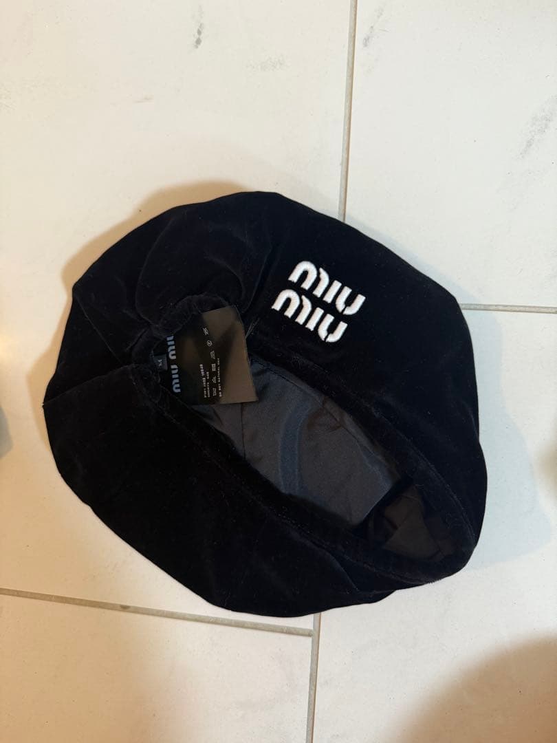 miu miu ベレー帽 黒 ベルベット