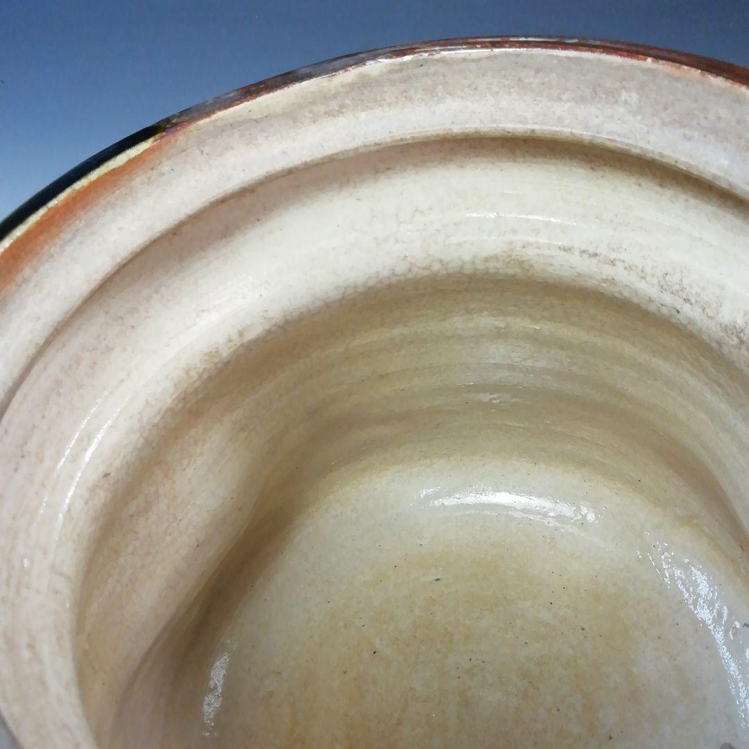 Ｓ７８３　水指　『織部釉』『山口錠鐵造』　共箱　茶道具