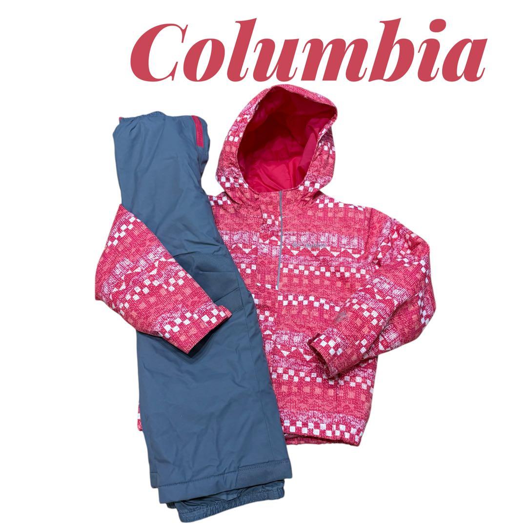 【美品】コロンビア キッズ スキーウェア 上下セット XXS 110cm ピンク