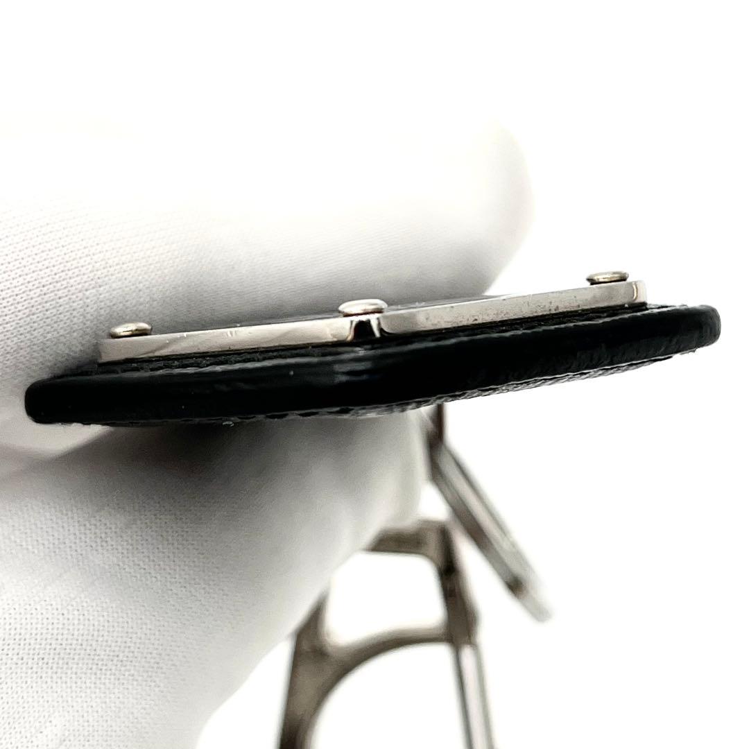 【美品】プラダ 三角ロゴ キーホルダー キーリング サフィアーノ レザー