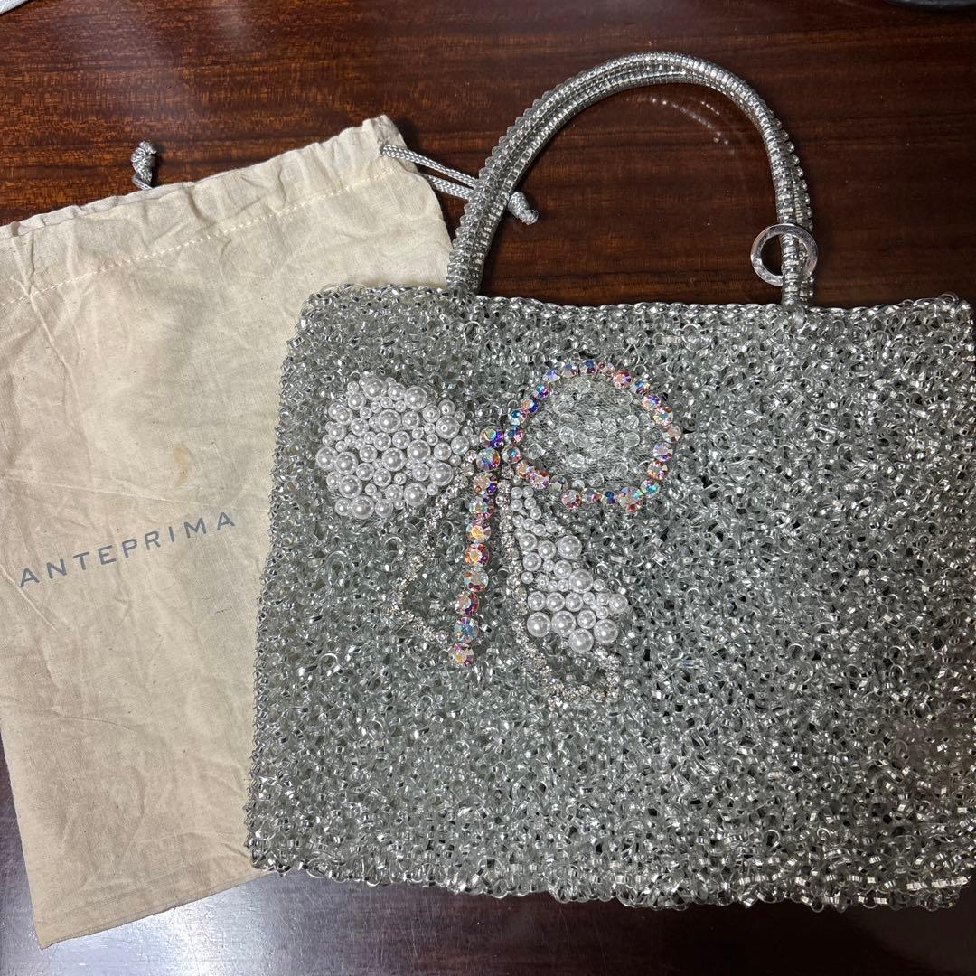アンテプリマ ANTEPRIMA ワイヤーバッグ リボンシルバー　美品　最終価格