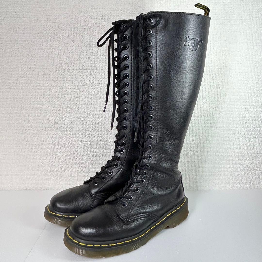 【美品】Dr.Martens 20ホールブーツ UK4 ロングブーツ シボ革