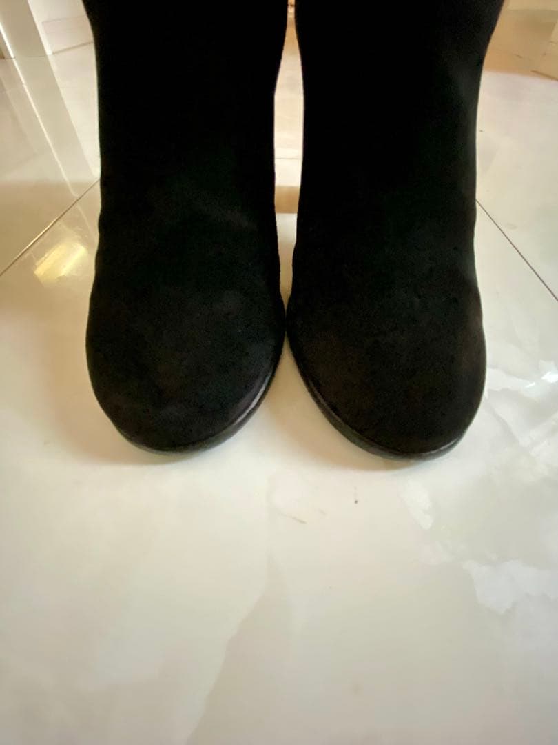 美品 シャネル ブラック ショート ブーツ 黒 38 24.5cm CHANEL