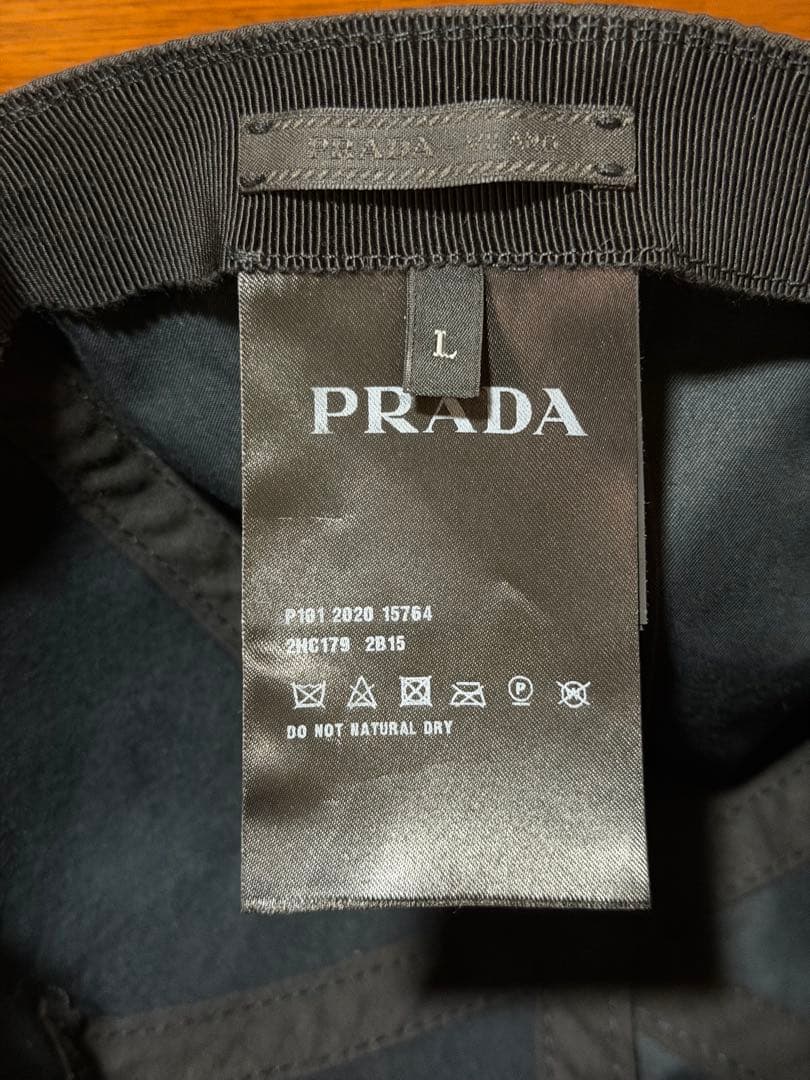 PRADA（プラダ）Re-Nylonキャップ　刺繍ロゴ ブラックLサイズ59cm