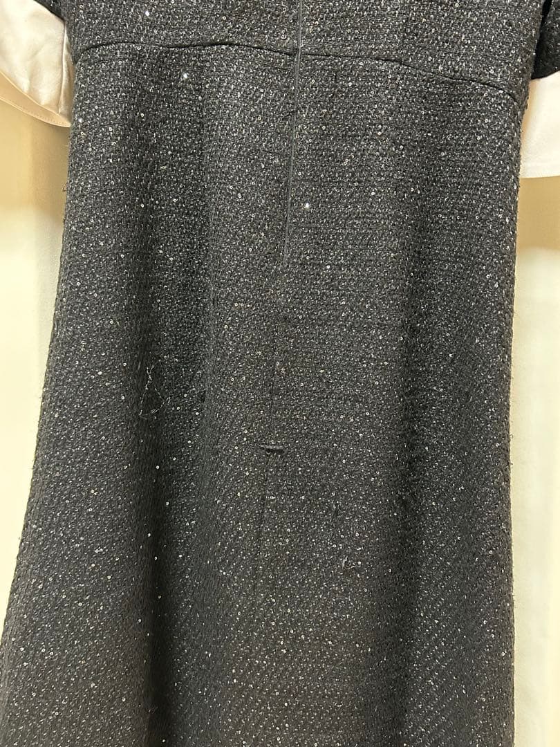 【LEJA】花柄レースカラースパンコール刺繍Aラインフレアドレスワンピース