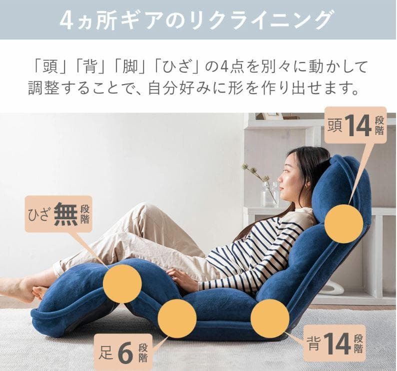 【アウトレット】収納簡単低反発もこもこ座椅子 肘なしワイド レッド