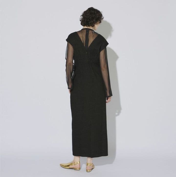 ANDRESD Vラインジャガードドレス ワンピース 結婚式 お呼ばれ