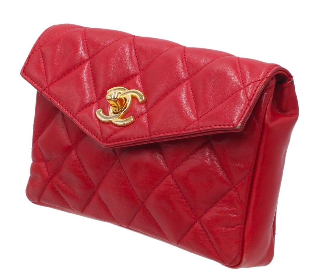 H2610 シャネル マトラッセ ココマーク ラムスキン ミニ ウエストポーチ