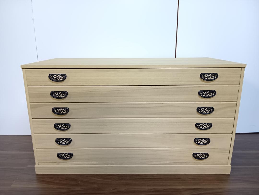 桐たんす　６段　桐天然木・桐化粧合板　とのこ仕上げ　衣装ケース　収納　着物