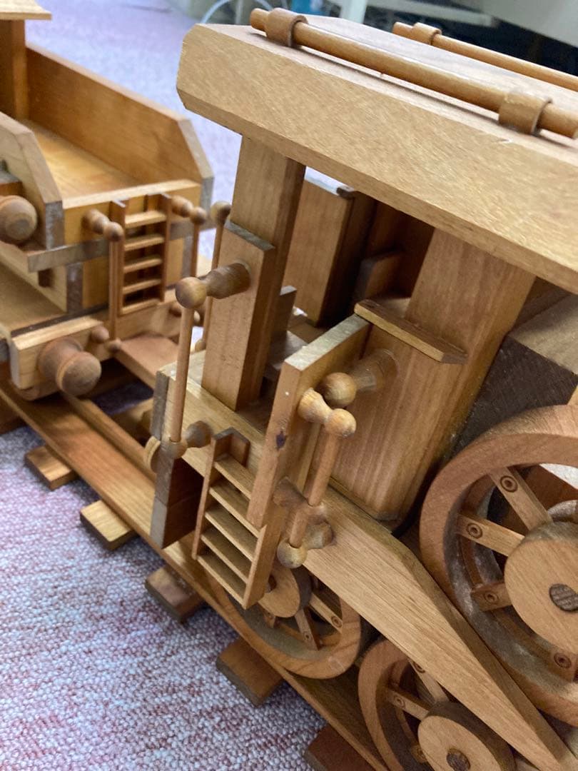 木製 蒸気機関車模型 約100cm レール付き