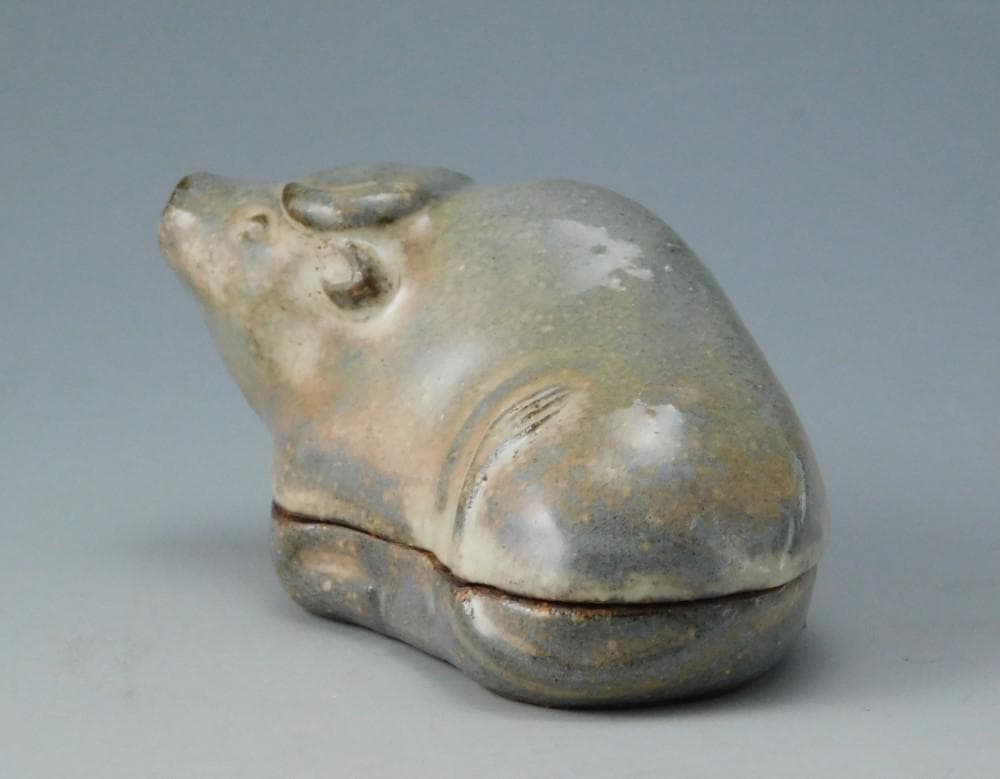 【鳳凰堂】十三代 田原陶兵衛『萩 丑香合』牛 萩焼 香合 干支 十二支 真作保証