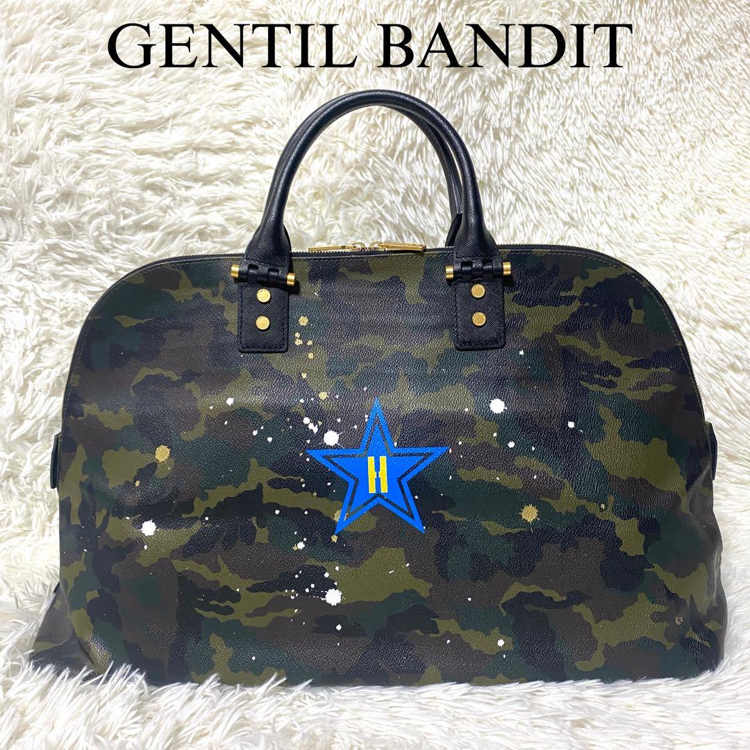 美品✨ GENTIL BANDITボストンバック　迷彩　イニシャルペイント