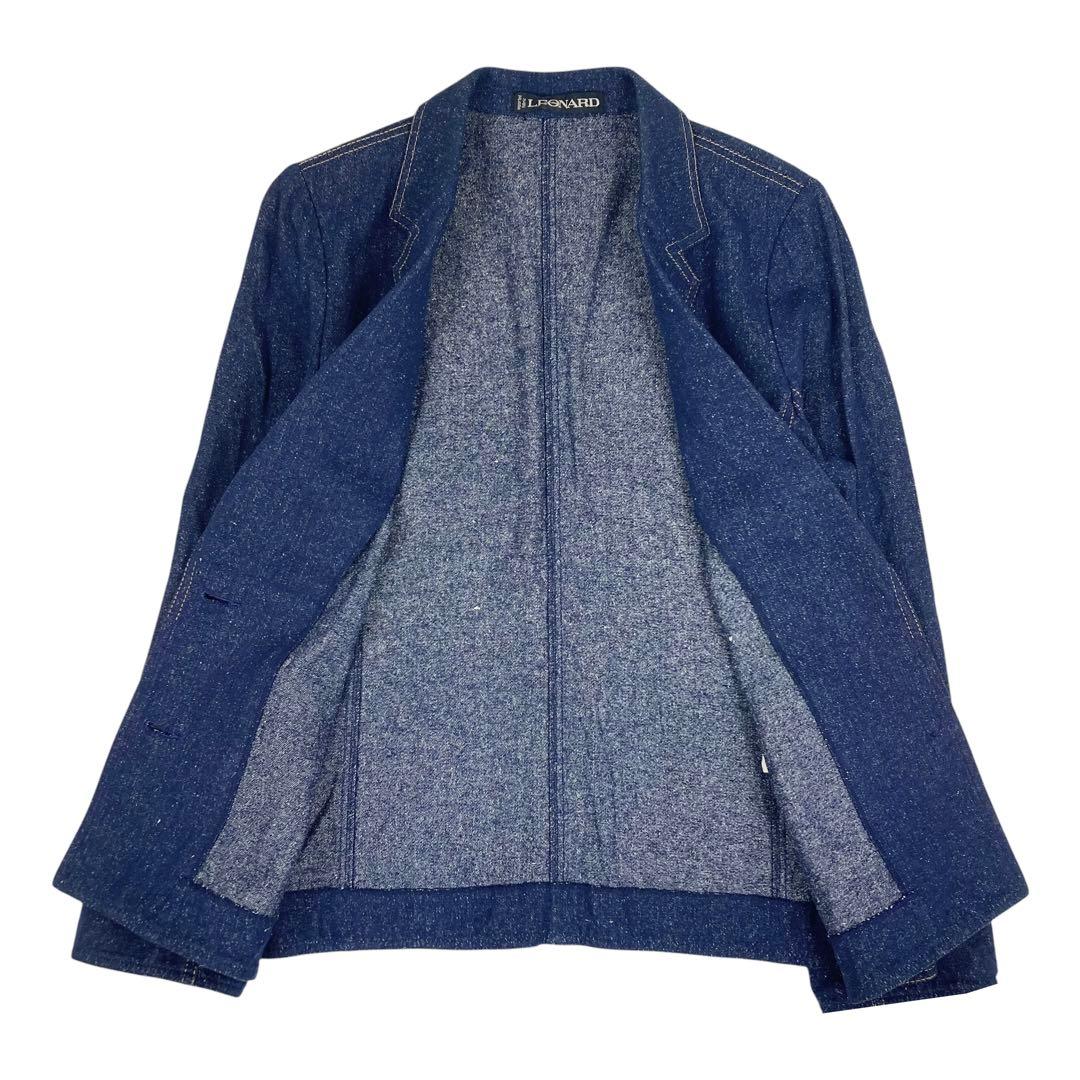 05T629☆LEONARD 濃紺 薄手 デニム調 テーラード ジャケット 春秋