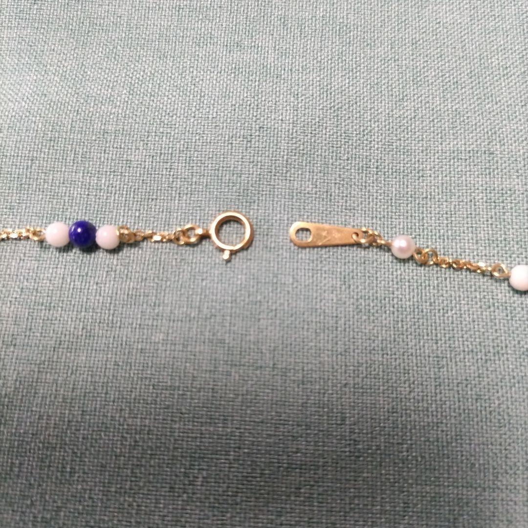 K18　ラピスラズリ　白珊瑚　パールネックレス