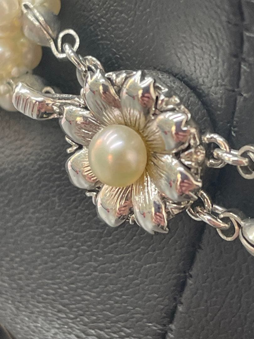 【Ｅ】淡水パール　10連ネックレス　ベビーパール　約3㍉玉　留め具シルバー