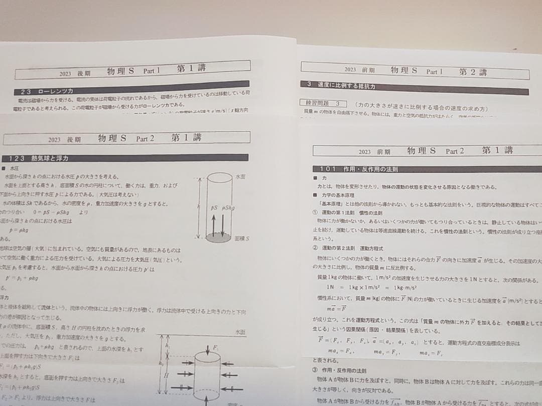 駿台の上位京大クラス23年度物理S講義プリントフルセット　鉄緑会　河合塾