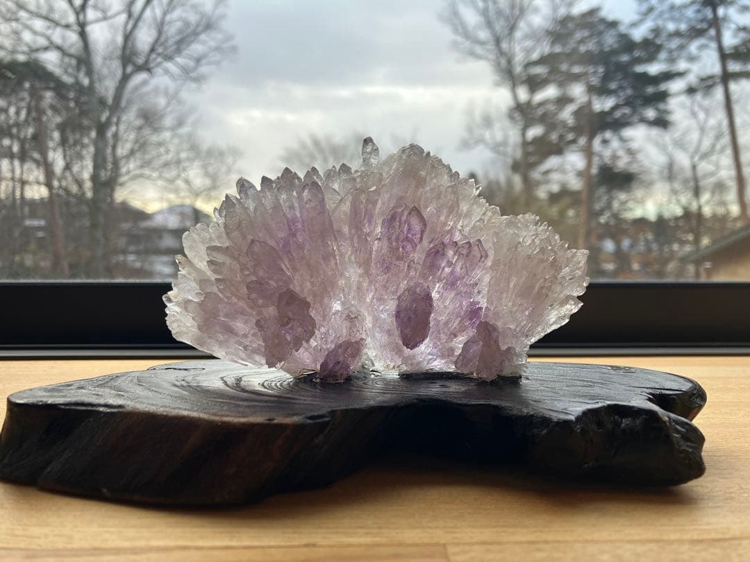 フラワーアメジスト クラスター 台座付き 原石 天然石