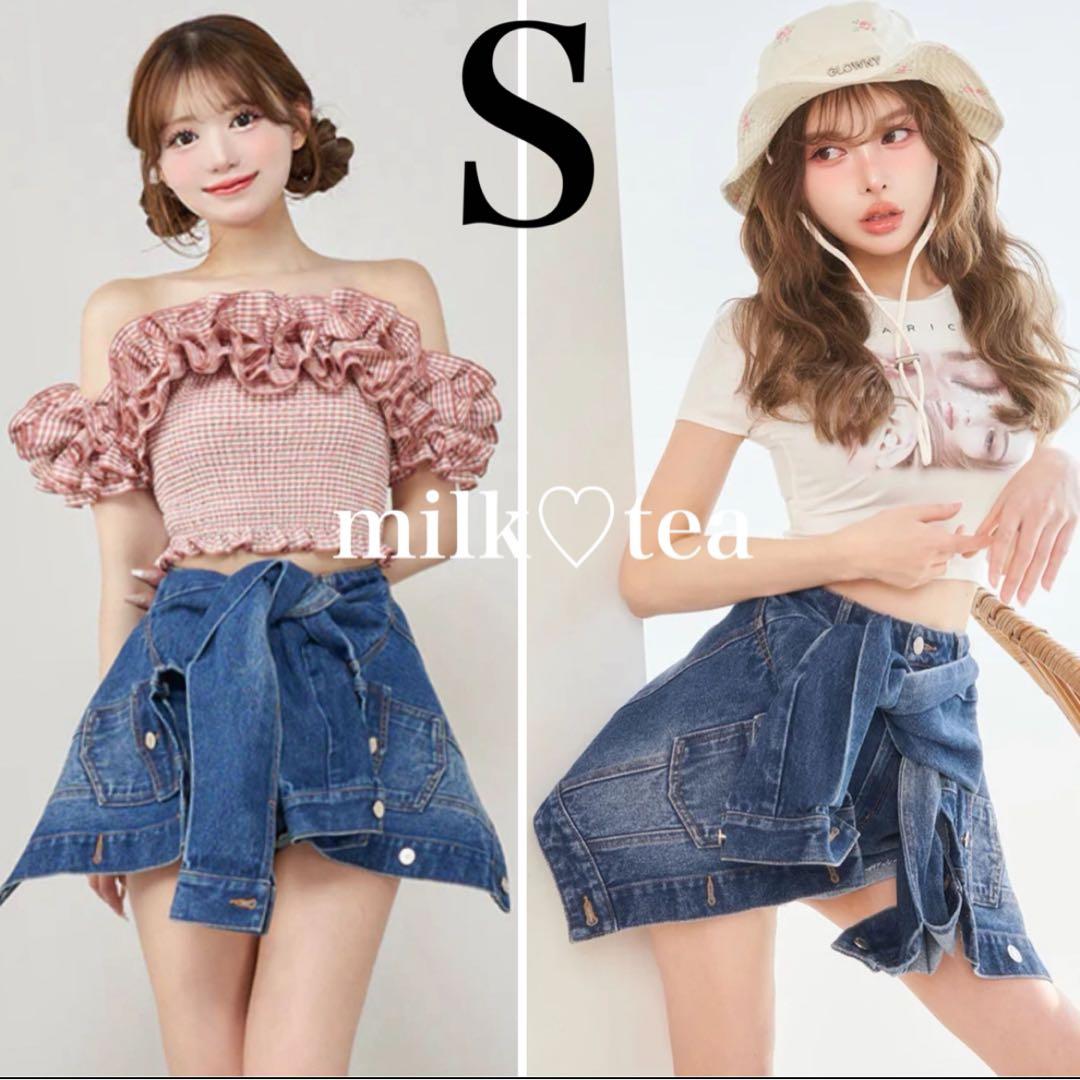 新品タグ付 ダーリッチ ドッキングデザインデニムショートパンツ S ブルー