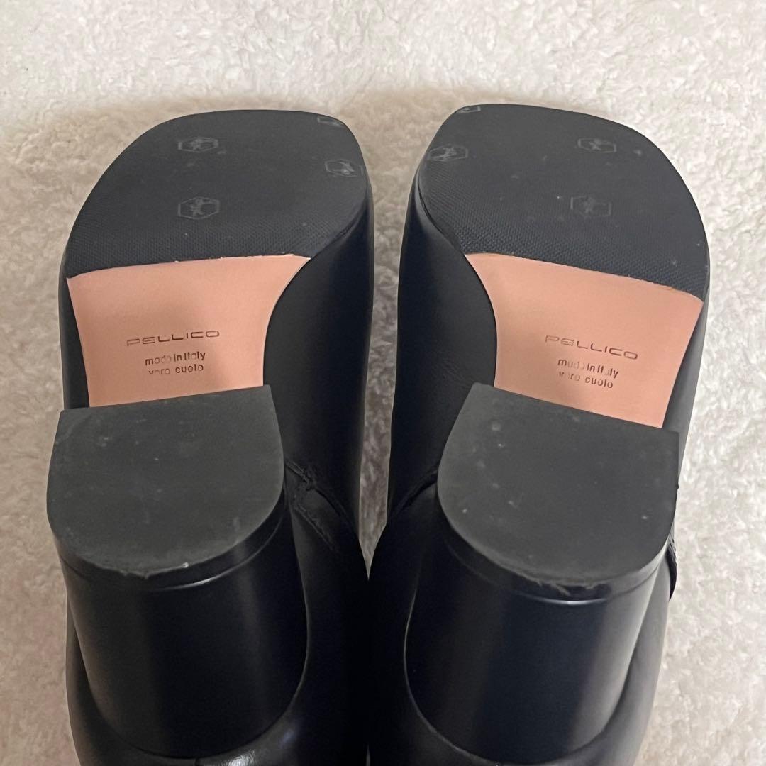 【PELLICO】極美品 ショート ブーツ ブラック サイドジップ 35