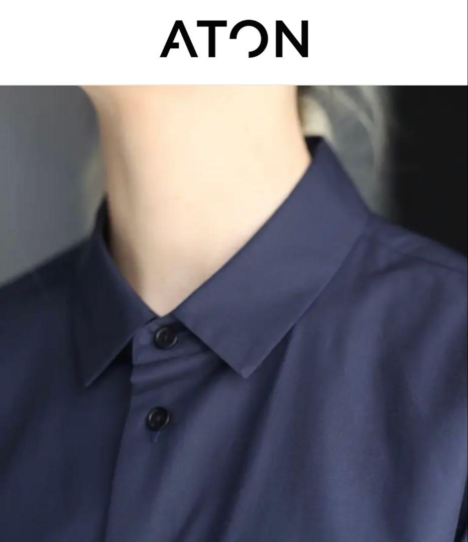 ATON SUVIN BROAD シャツ　ネイビー　UNISEX 02サイズ