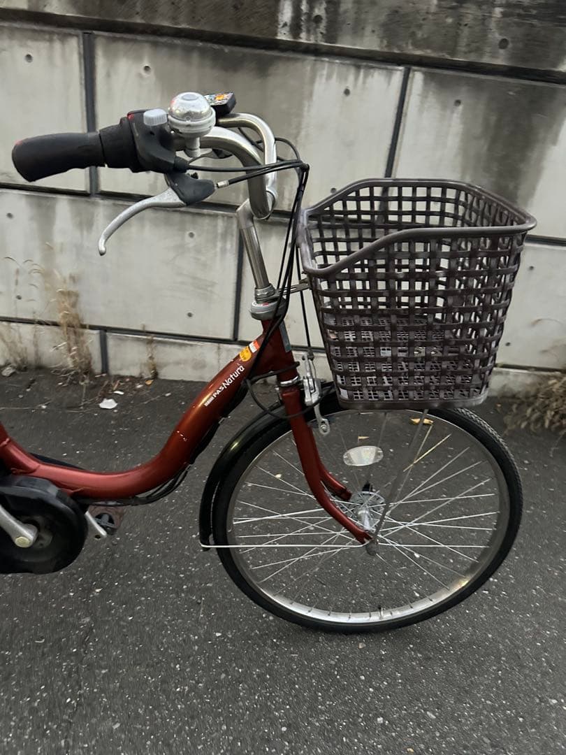 赤色 電動アシスト自転車 前カゴ付き