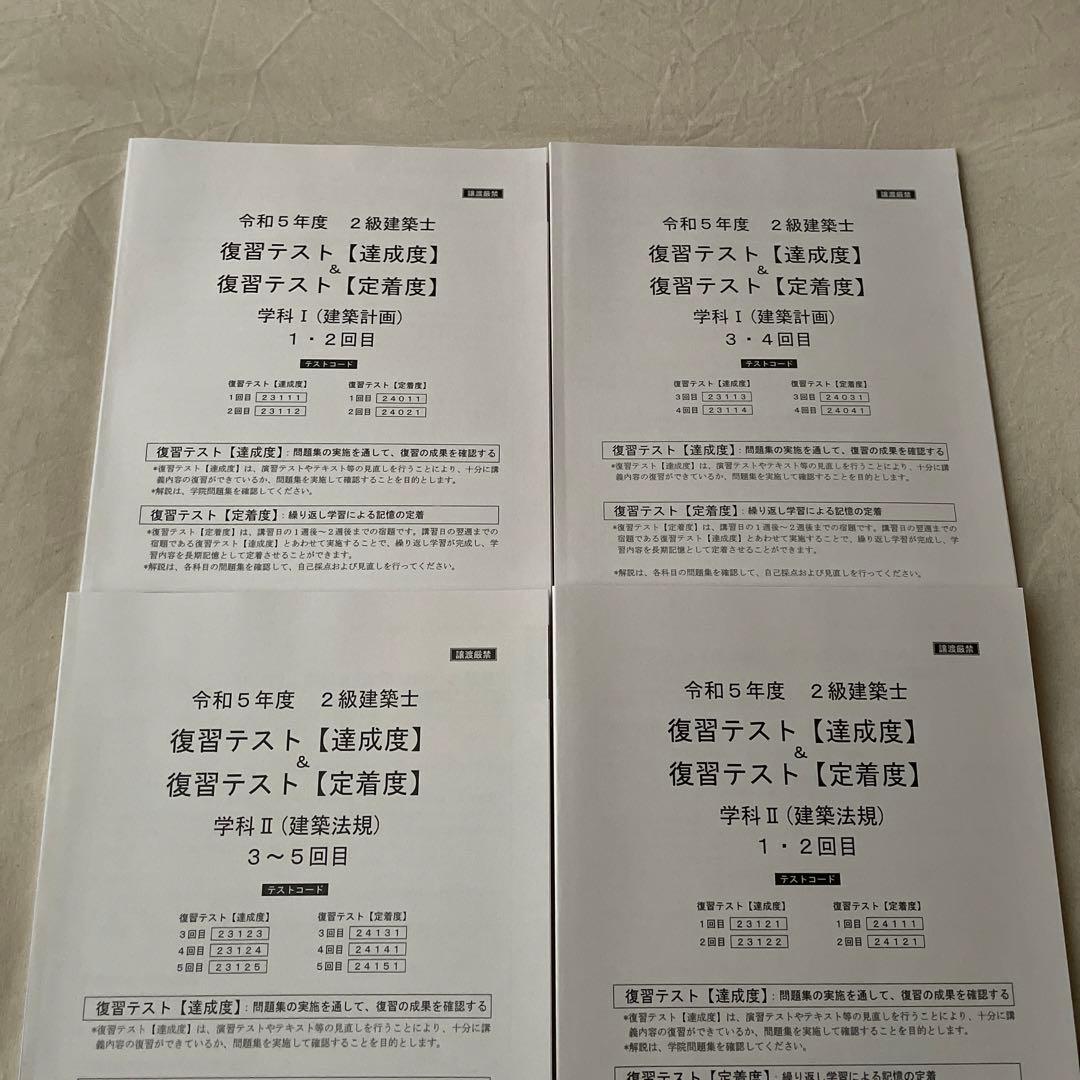 二級建築士学科問題集セット（書き込みなし
