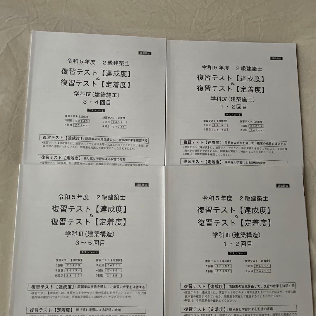 二級建築士学科問題集セット（書き込みなし