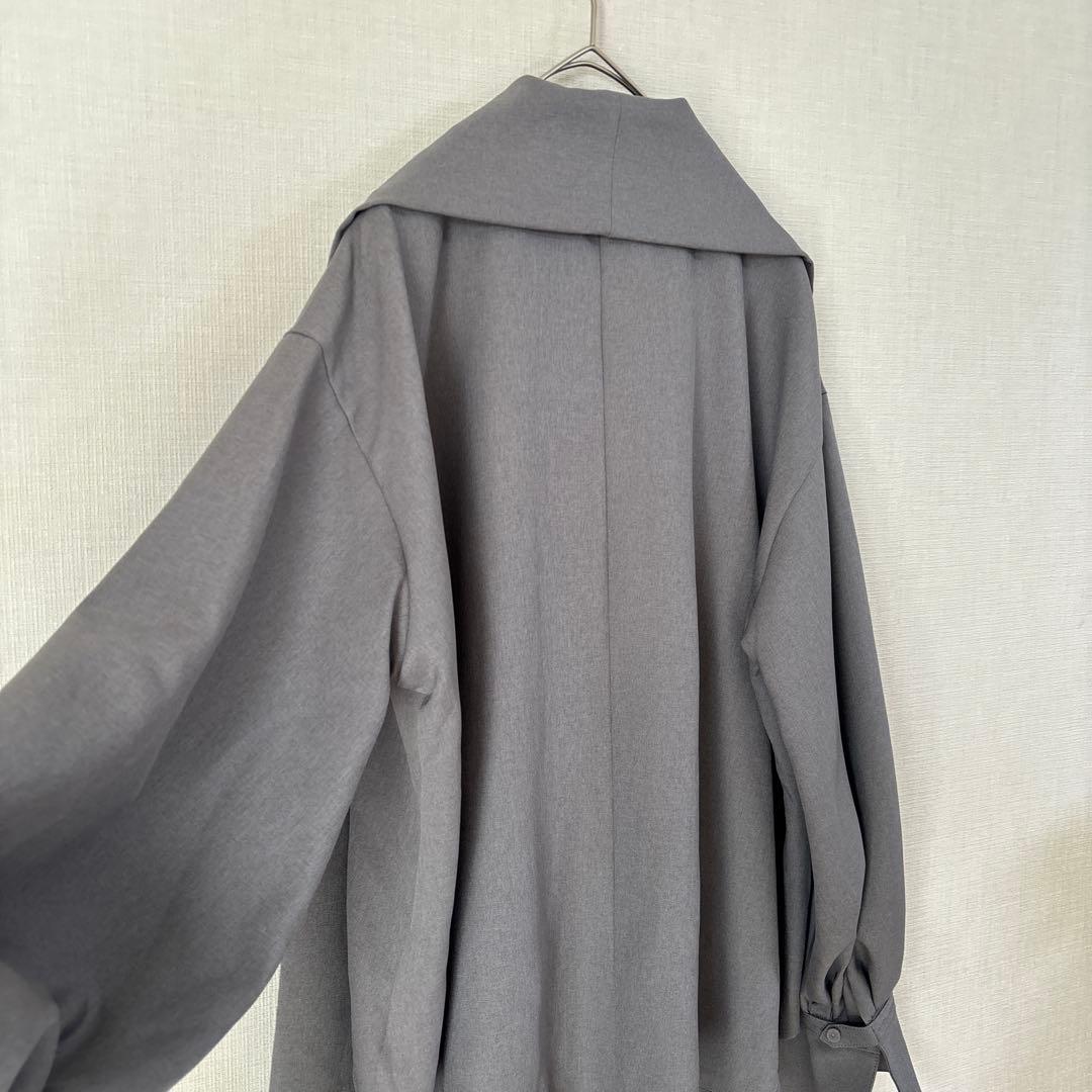 美品 #Newans ハッシュニュアンス リボン パウダリー ブラウス グレー