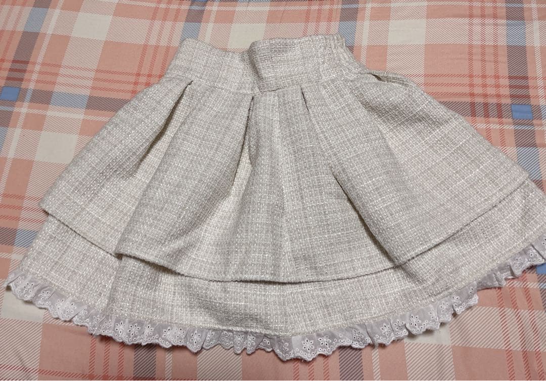 Pal elfy　コットンレースツイードスカート　オフホワイト