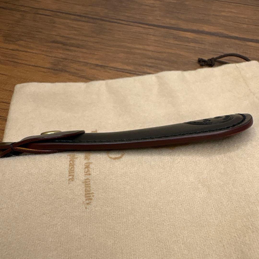 【新品味用品】ガンゾ　シューホーンキーホルダー　シェルコードバン　ブラック