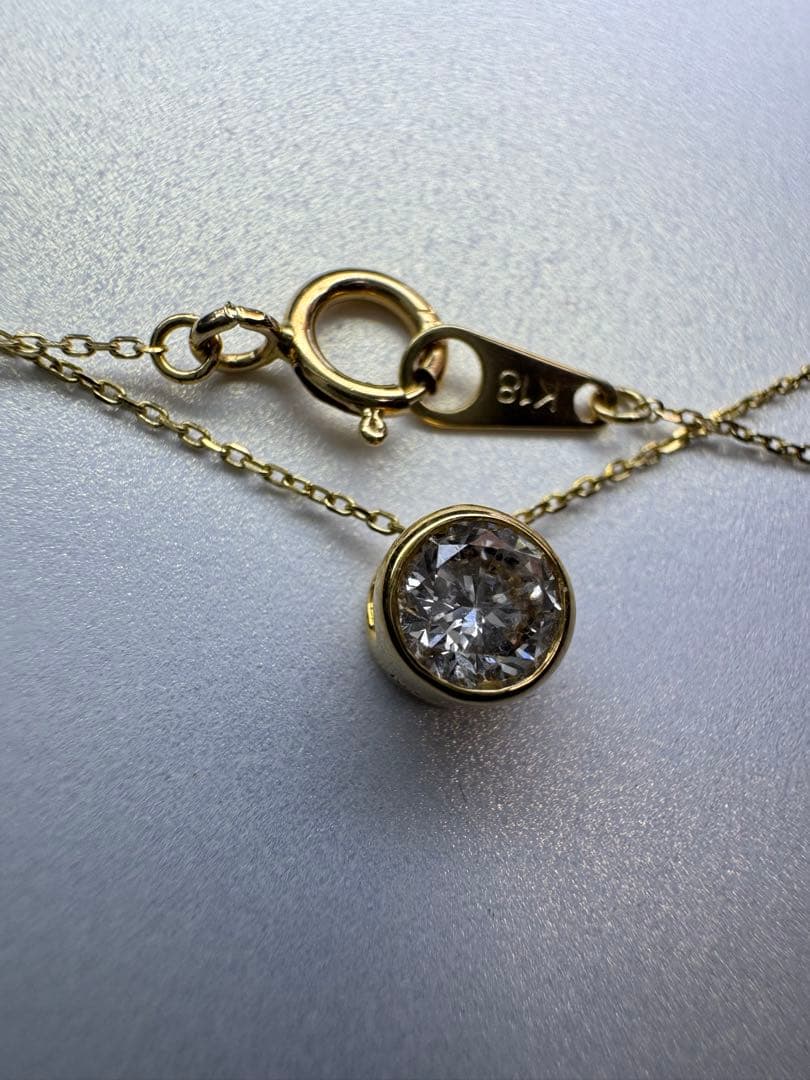 K18YG ダイヤモンド ネックレス 0.30カラット フクリン 一粒