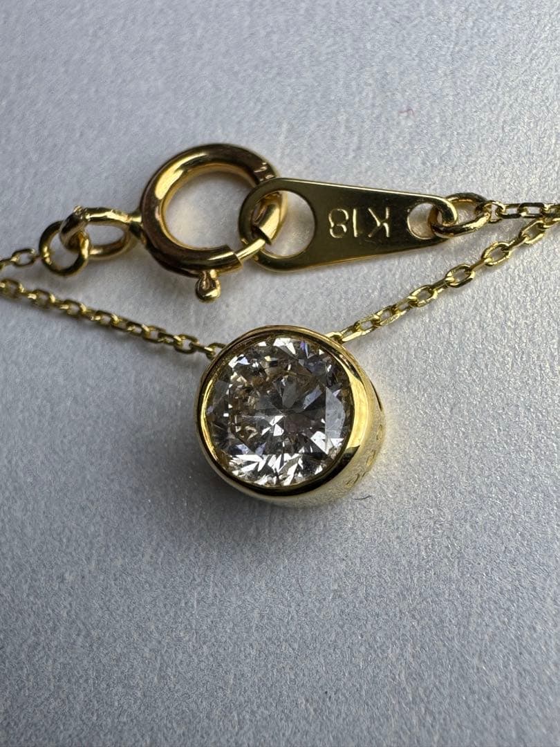 K18YG ダイヤモンド ネックレス 0.30カラット フクリン 一粒