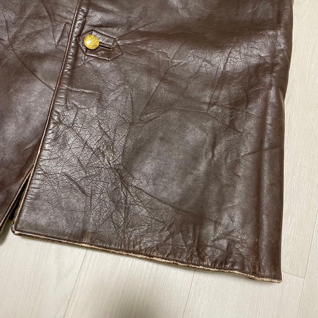 ベルギー軍 レザー ジャーキンベスト ブラウン