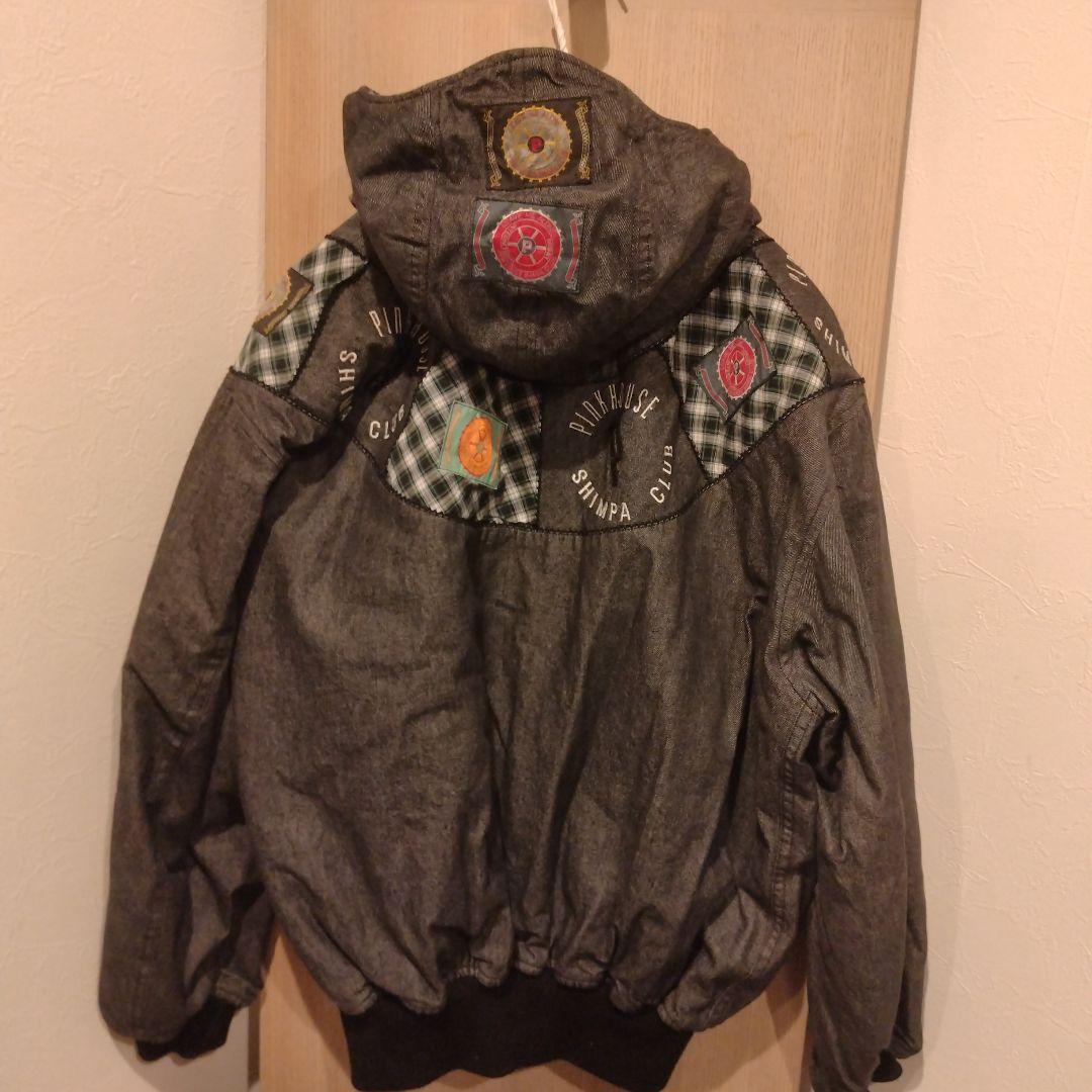 PINK HOUSE ブルゾン　中綿　デニム地　パッチワーク　ワッペン